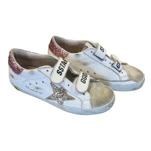 Golden Goose White and Glitter Kids Sneakers